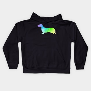 Dachshund Dog Colorful watercolor Silhouette Kids Hoodie